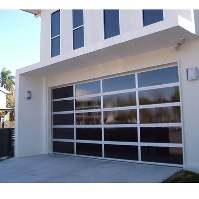 Izolowane szklane drzwi garażowe odporne na wiatr, aluminiowa nowoczesna automatyczna sekcja bezpieczeństwa