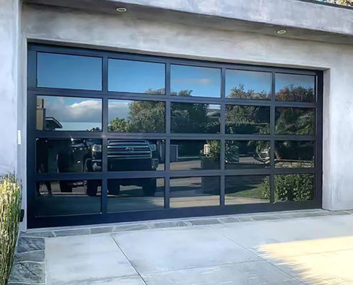 Klasy 3 Aluminiowe sekcjonalne drzwi garażowe stalowe Szkło przejrzyste