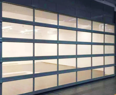 Komercyjne aluminiowe drzwi sekcjonalne ze szklanymi panelami i powłoką