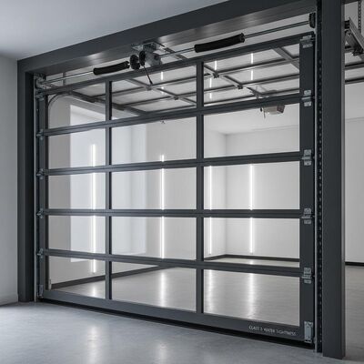 Wysokiej klasy przezroczyste aluminiowe drzwi segmentowe o klasie szczelności wodnej 3 do nowoczesnych garaży