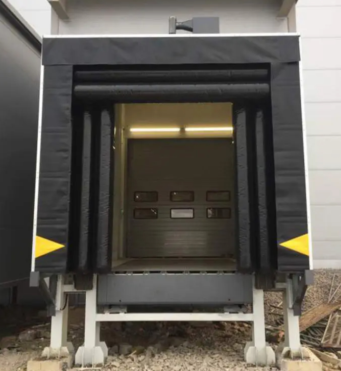 Nowoczesna odporna na zużycie tkanina z sznurka regulowany system ładowania osłona drzwi doku wyciągalny tunel uszczelnienie doku automatyczne Pvc Rite-hit ładowanie osłona doku