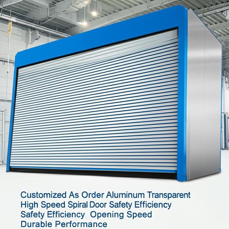 Dostosowane do zamówienia aluminiowe przezroczyste drzwi spiralne o dużej prędkości Bezpieczeństwo Wydajność Bezpieczeństwo Wydajność Prędkość otwierania 0,8 m/s Trwała wydajność